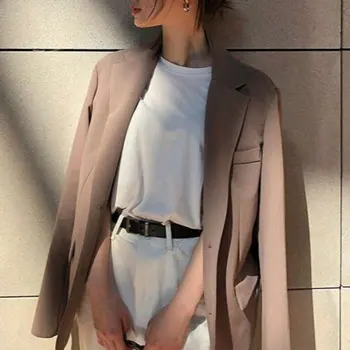 

Women Autumn Long Jacket Coat with Pocket Feminino Vintage Chaqueta Mujer Plus Size Veste Femme