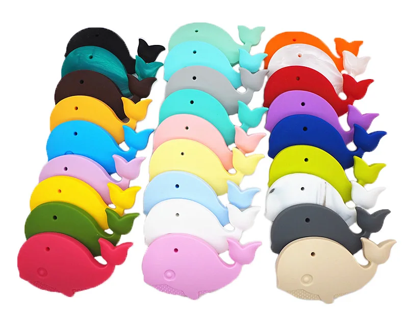 Chenkai 50PCS Silicone Teether Car Elephant Owl Koala Whale Fox Cloud Bunny Baby Pacifier Dummy Rabbit Teething Pendant