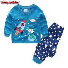 Jumpingbaby/Коллекция года; пижамы для мальчиков; детская одежда; пижамный комплект для малышей; ночная рубашка для маленьких мальчиков; пижамы; Conjunto Infantil; новые пижамы для малышей