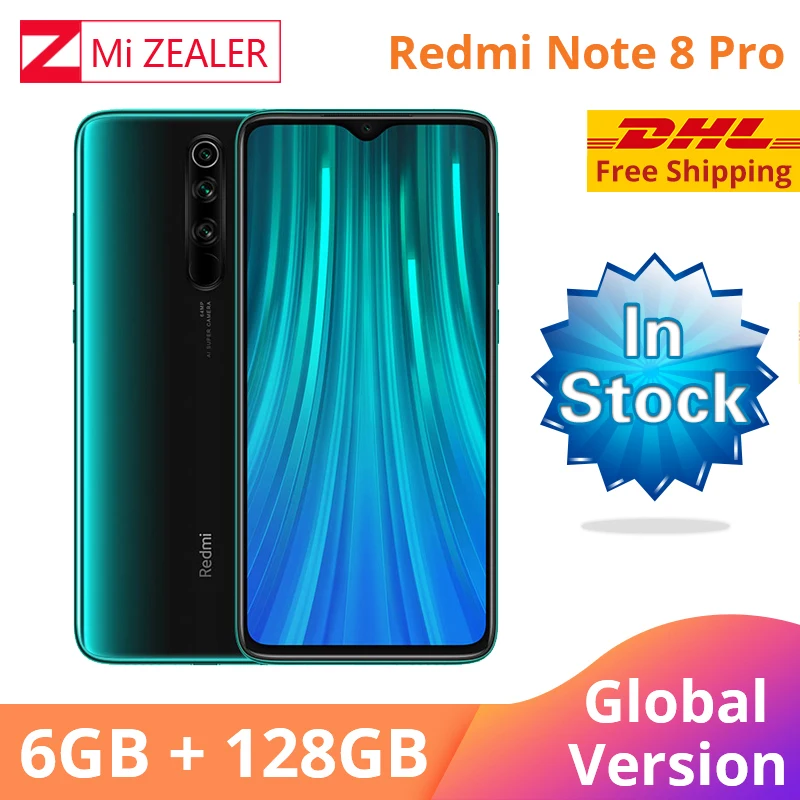 

In Stock!!! Global Version Xiaomi Redmi Note 8 Pro 6GB RAM 128GB ROM MTK Helio G90T 6.53" Moible Phone 64MP Camera Cellphone