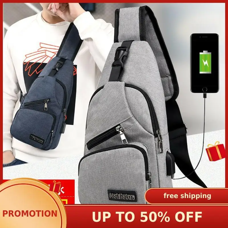 

Hot Selling 2020 New Shoulder Bag Men Bag for Charging Sports Men's USB Chest Pack Outdoor Over-the-shoulder Bag Free Shipping