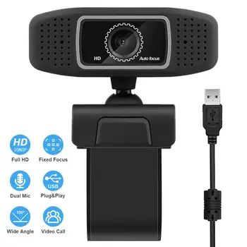 

HD 1080P Webcam Mini Computer PC WebCamera USB Built-In Dual Microphone Wide angle 180 degrees for Video Calling Conference Work