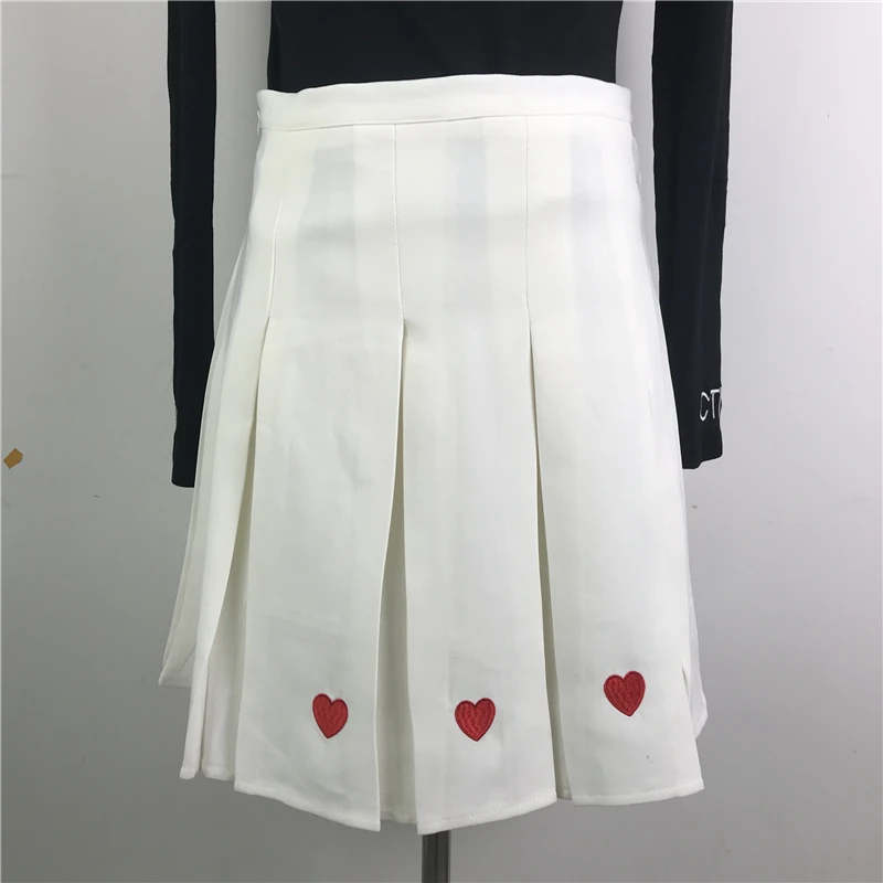 Женская плиссированная юбка лолита Harajuku Kawaii милые юбки с вышивкой Мини Милая школьная форма для женщин