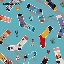 Новые креативные носки с рисунками из мультфильмов, повседневные носки в стиле хип-хоп с изображением медведя для плавания, уличные тренды, забавные носки, рождественский подарок, Sox