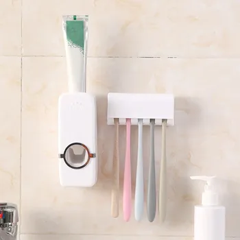 

1 Piece Of Automatic Toothpaste Extruder Toothbrush Holder Automatic Toothpaste Water Dispenser + 5 Toothbrush Holder Setting