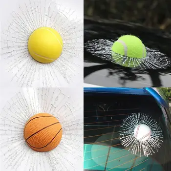 

Gift Self Adhesive Prank Basketball Football 3D Ball Hits Glass Car Sticker Crack Decal Simulation Broken Home Decoration