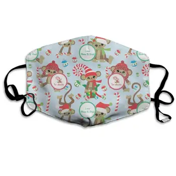 

Garde Art Studio Soft Mouth Cover Mask Face Masks, Unisex Washable Dust/Mask, Christmas Monkeys Air Fog with Earloops