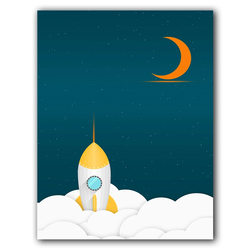 Airplane-Vehicle-Car-Nursery-Canvas-Poster-Print-Wall-Art-Canvas-Spaceship-Picture-Painting-Astronaut-Rocket-Boy (4)