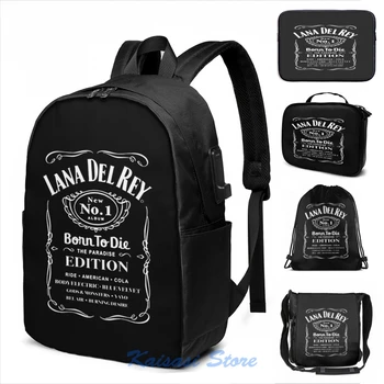 

Elizabeth Woolridge Grant Lana Del Rey USB Charge Backpack men School bags Women bag Travel laptop bag