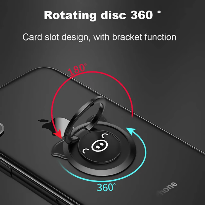 Piggy Cartoon Shape 360 Rotate Finger Ring Stand Car Phone Holder For iPhone X Huawei Samsung Xiaomi Mobile phone holder Ring