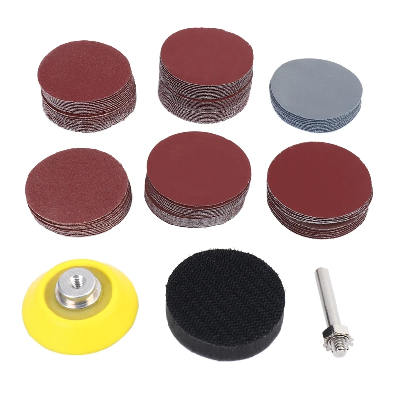 

2 inch 100PCS Sanding Discs Pad Kit for Drill Grinder Rotary Tools with Backer Plate 1/4inch Shank Includes 80-3000 Grit Sandpap