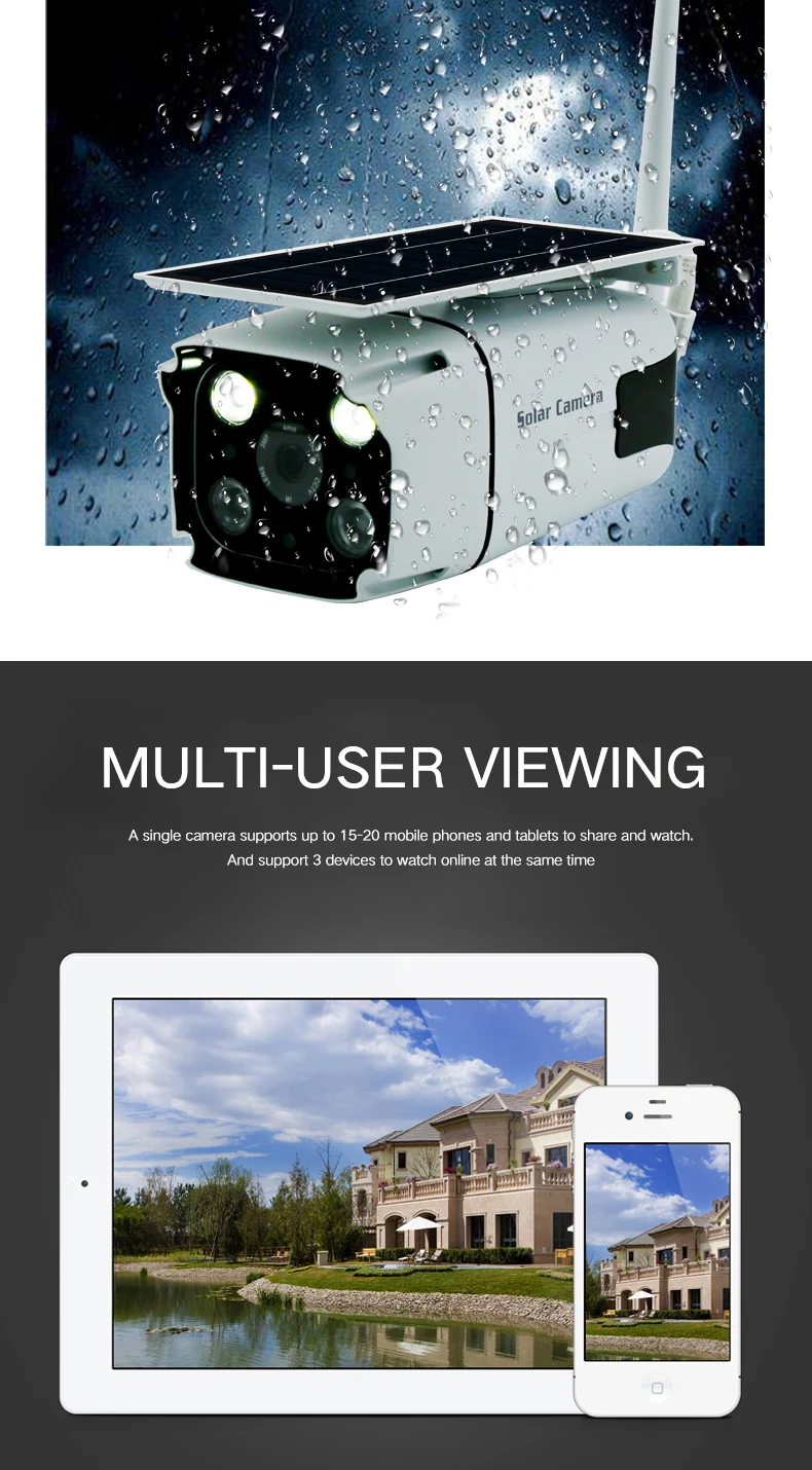 Wifi Солнечная камера 1080P IP 66 Водонепроницаемая беспроводная ip-камера ночного видения с датчиком движения двухсторонняя аудио уличная камера Веб-камера