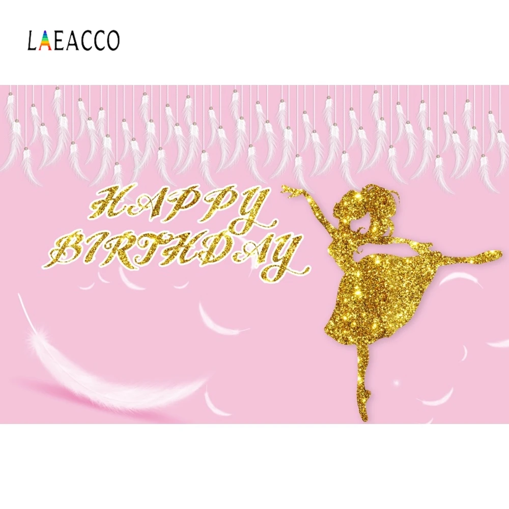 Laeacco Baby Birthday Photophone Ballet Dancer Girl Feathers Photo Backgrounds Newborn Children Portrait Photography Backdrops |