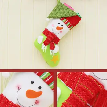 

Christmas Stocking, Set of 3 Santa, Snowman, Reindeer, Xmas Character 3D Plush with Faux Fur Cuff Christmas Decorations and
