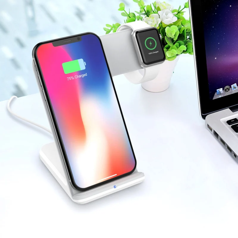 Супер 2 в 1 Беспроводное зарядное устройство совместимо с IPhone 11 Pro Max Apple Watch Series 5/4/3/2/1