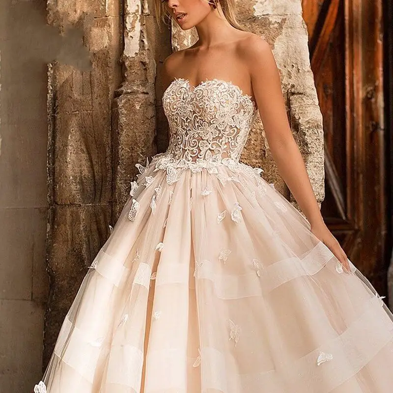Romantic 3D butterfly Wedding Dress 2019 Swanskirt Appliques A-Line Princess Lace Up Bride Gown vestido de