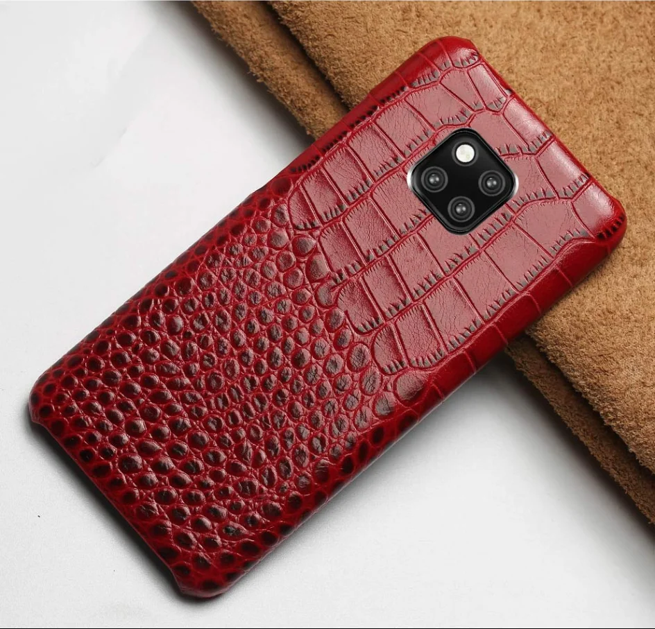 Чехол из натуральной крокодиловой кожи для телефона huawei mate 9 10 20 P9 p10 p20 p30 lite pro p smart - Цвет: Красный