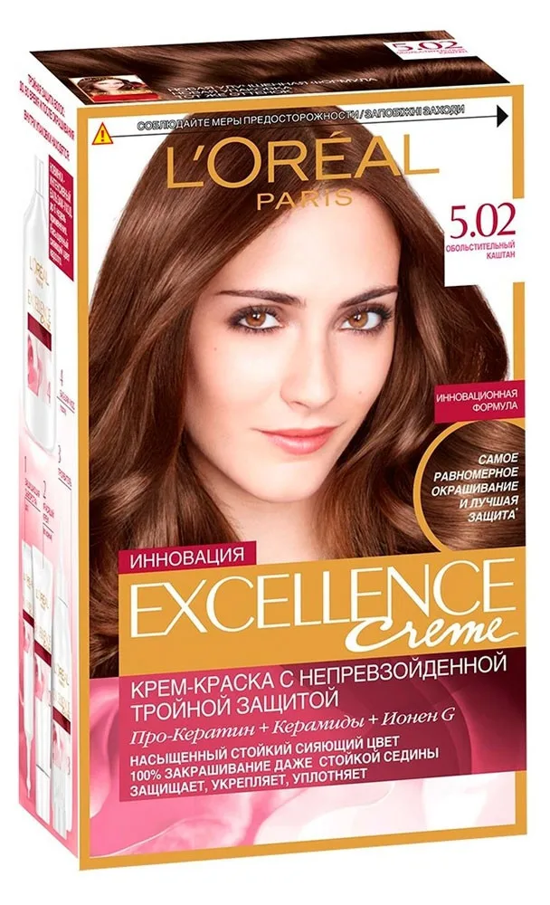 Крем-краска стойкая для волос L'Oreal Paris «Excellence», обольстительный каштан, тон 5.02