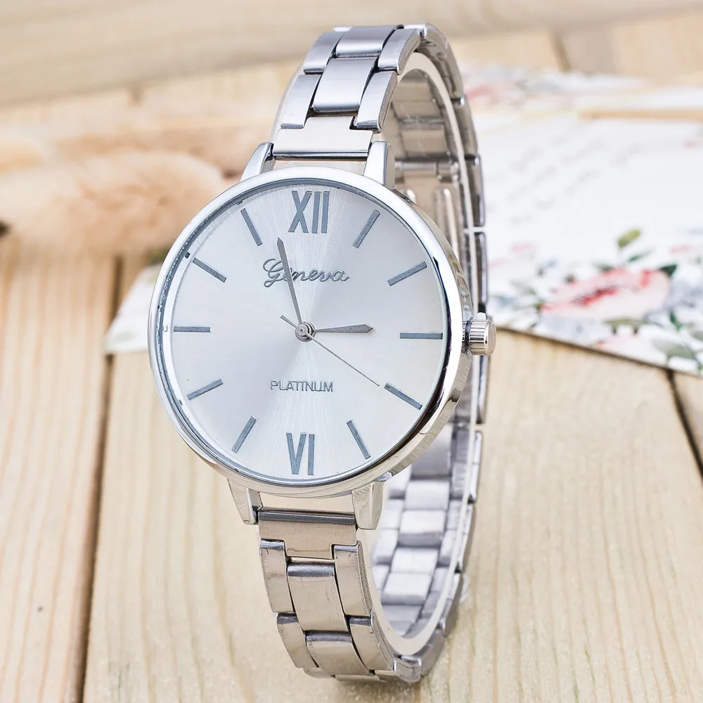 

Geneva Watches Luxury Brand Woman Mens Retro Design Band Silver Clock Analog Alloy Quartz Wrist Watch Relogio Feminino