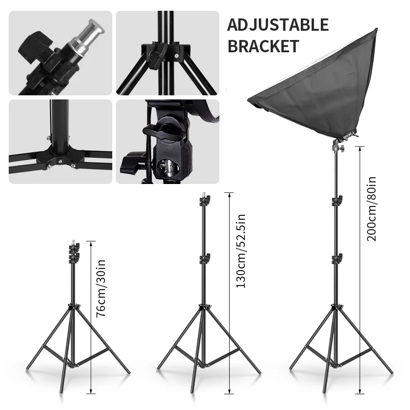 Photography Softbox Lighting 50x70CM Lamp Holder Softbox Kit E27