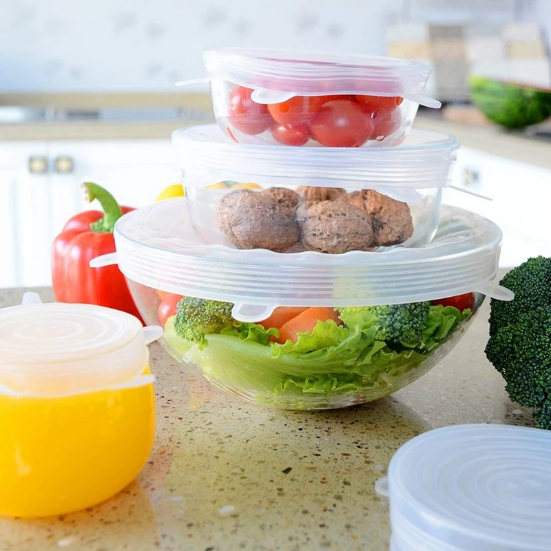 Silicone Stretch Lids 12pcs Silicone Lids, Reusable Durable Eco-Friendly Stretch Covers to Fit Various Sizes Shapes of Container
