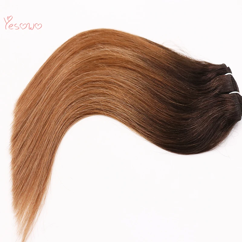 

Yesowo Straight Human Hair Weft 14Inch 22Inch Three Tone Color 1b/6/27# Ombre Human Hair Weave Cheap Remy Vietnamese hair