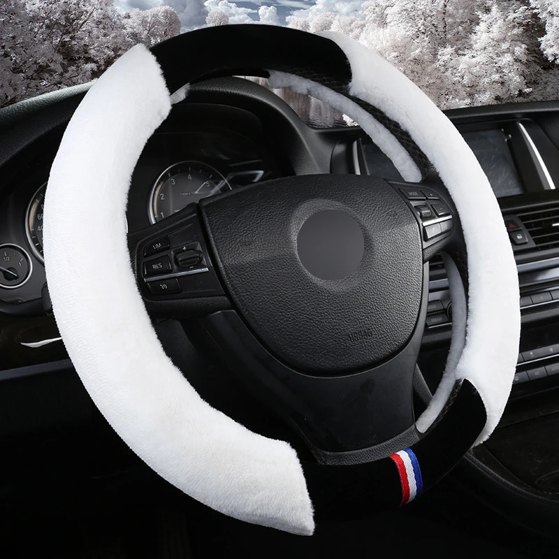8 цветов крышка рулевого колеса автомобиля зимняя мягкая теплая Funda Volante универсальная Оплетка на руль авто Стайлинг
