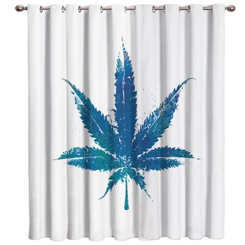 

Abstract Watercolor Leaves Window Treatment Hardware Sets Curtain
