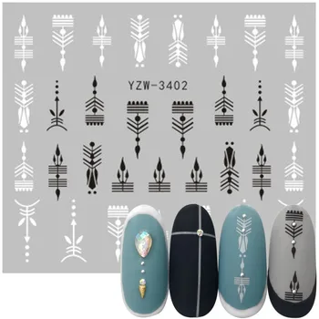 

Mixed Black White Geometric Disigns Nail Water Transfer Decals Line Watermark Tattoos Sticker For Nails DIY Nail Polish Slider