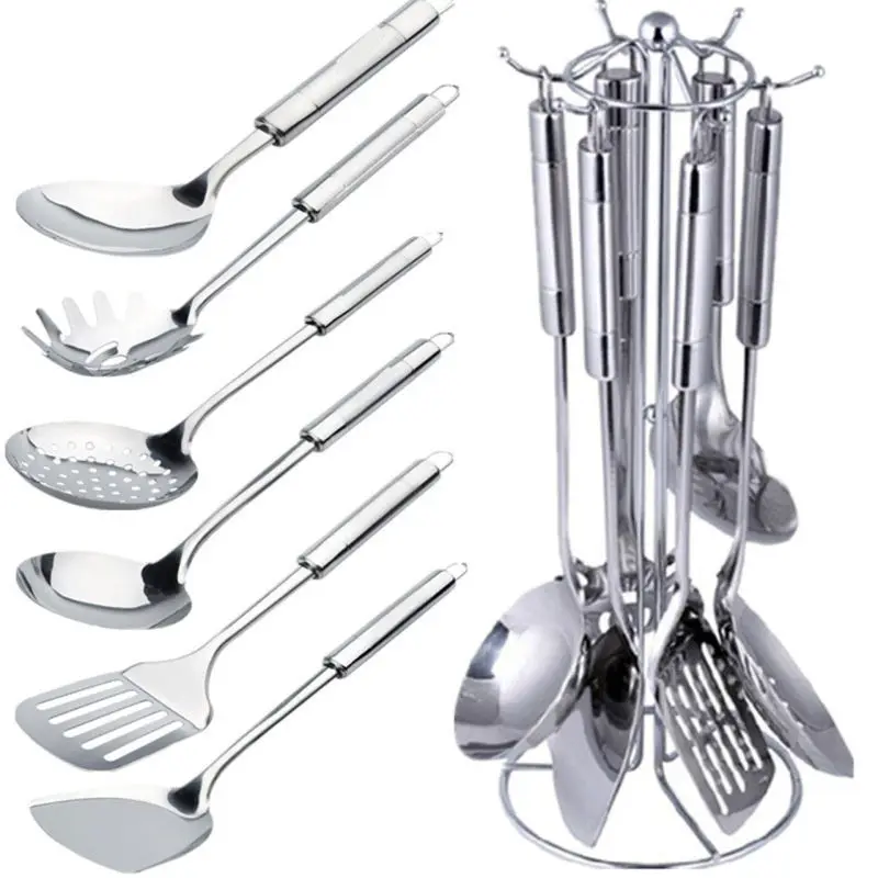 

Spatula Set Soup Spoon Sub-Leakage Spoon Coying Utensils Kitchenware Seven Sets of Stainless Steel Full Set Ladel
