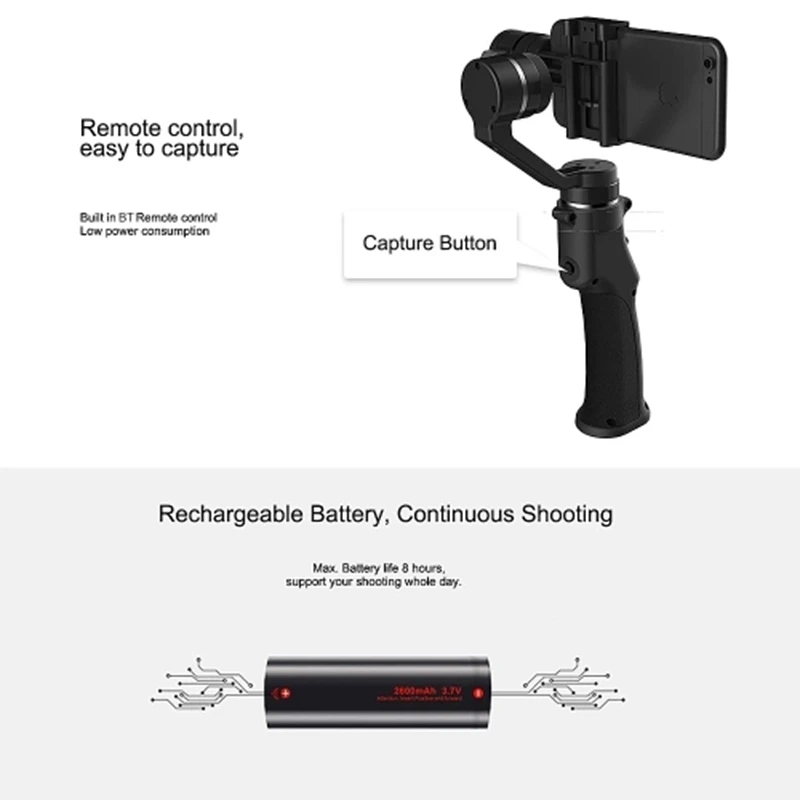  3-Axis Handheld Brushless Gimbal Stabilizer for Smart Phone iPhone Samsung Xiaomi GoPro Sports Came