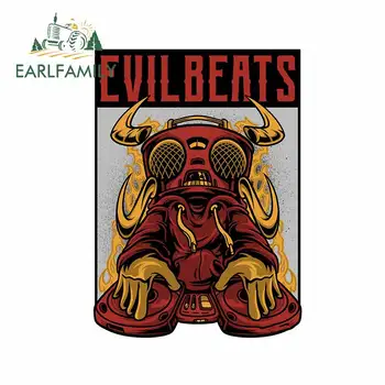 

EARLFAMILY 13cm x 9.4cm for Evil Beats RV Car Stickers Scratch-Proof Refrigerator Decal Waterproof Refrigerator Car Assessoires