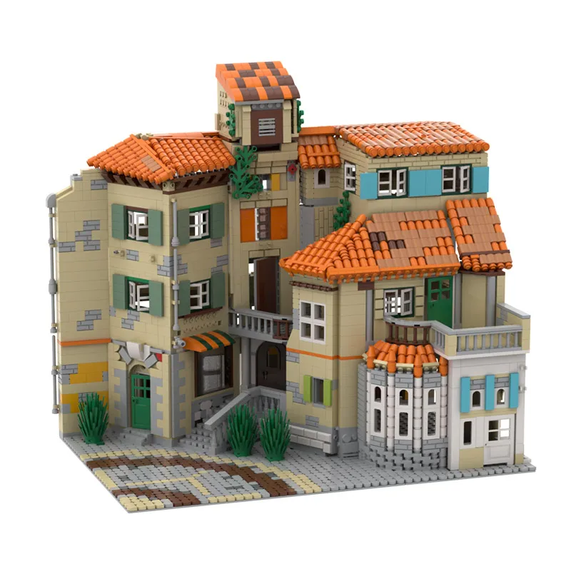 3365 PCS MOC City Street Scene Italian Style House Building Blocks Modular Construction Block Model for Children Gift