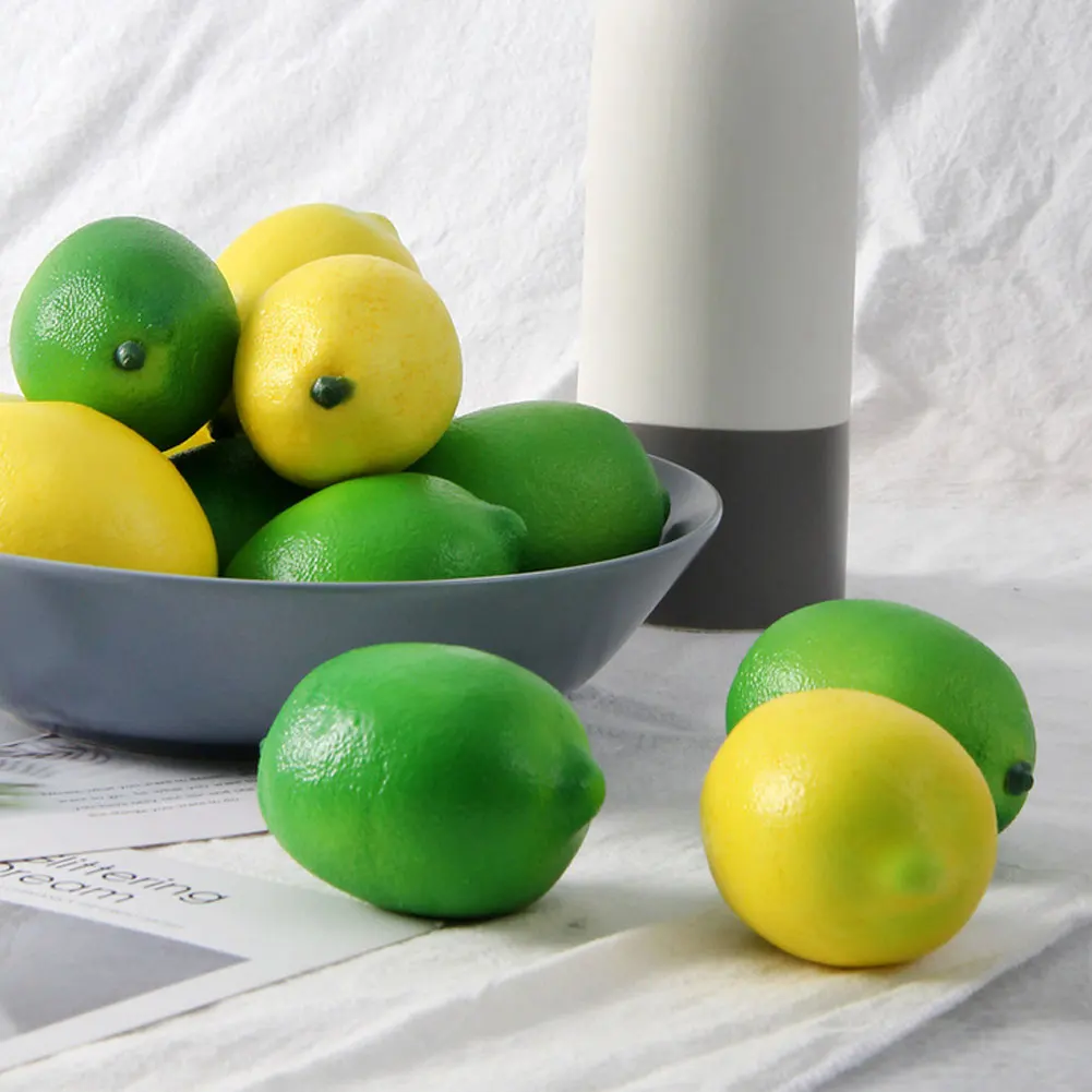 1pc Artificial Foam Green Lemon Lifelike Simulation Lemon Fruit Model Kitchen Decoration Desk Ornament