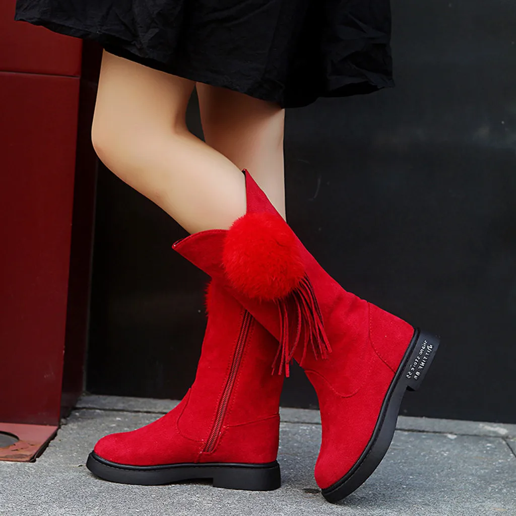 Winter Boots Toddler Infant Kids Baby Girls Snow Boots Princess Shoes Fashion Plush Ball Tassel Boots Fashion Sneakers