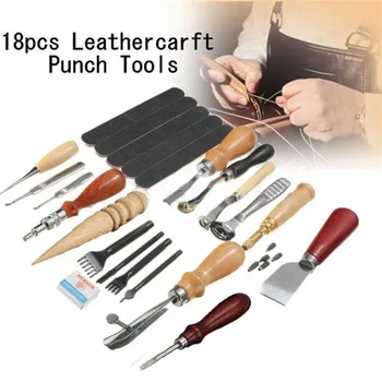 

18pcs Leathercraft Stitching Sewing Beveler Punch Working DIY Hand Tool Set Kit