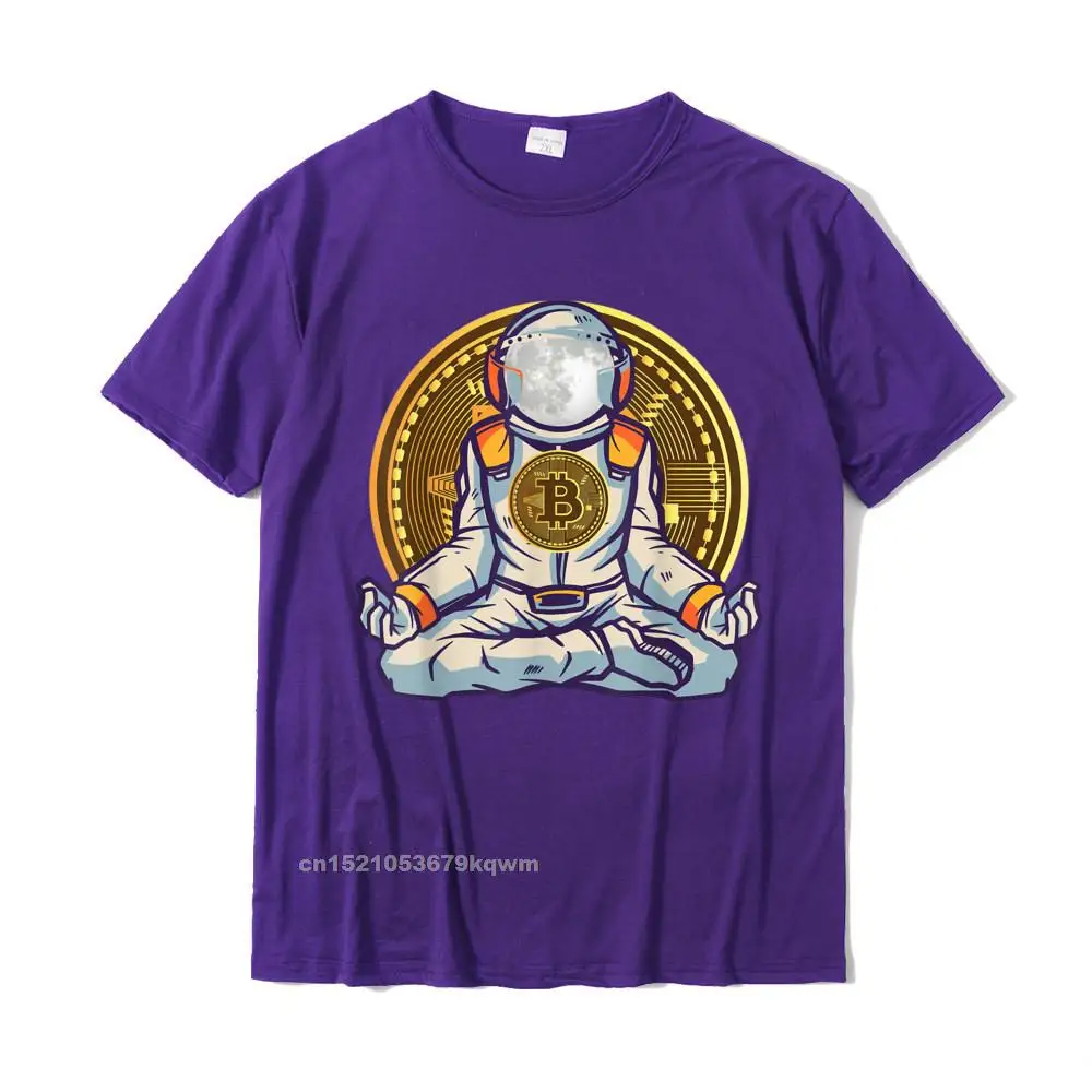 Cotton Fabric Male Short Sleeve Casual Top T-shirts Design Tops Shirt Company Funny Round Neck Top T-shirts Free Shipping Bitcoin Coin Meditation To the Moon BTC Crypto trader T-Shirt__4047 purple