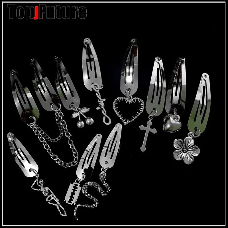 All styles Girl Women Halloween Skeleton Skull cross pins Punk heart headdress Gothic lolita cosplay cool pins hair clips