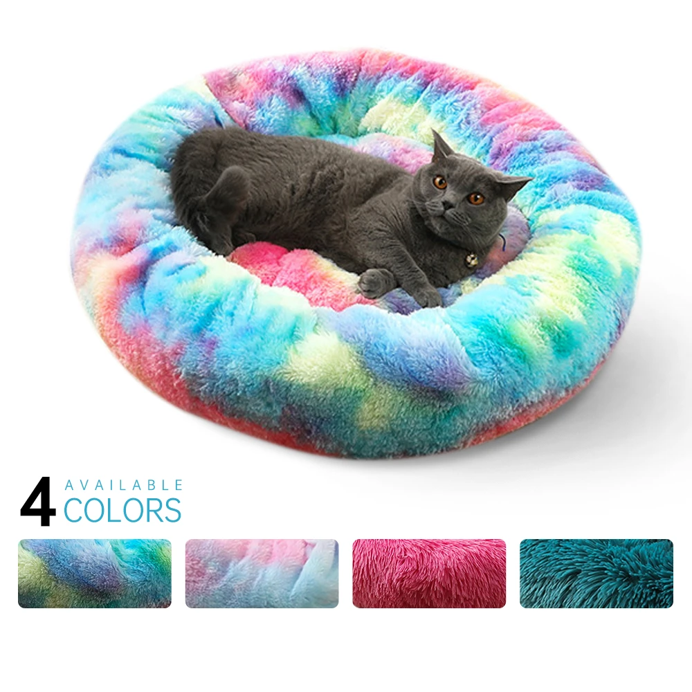 round plush dog bed