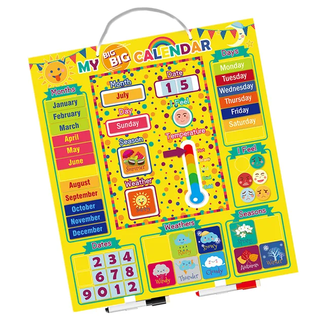 Kids English Magnetic Weather Calendar Innovative First Calendar Toys For Children Early Education #HY 3