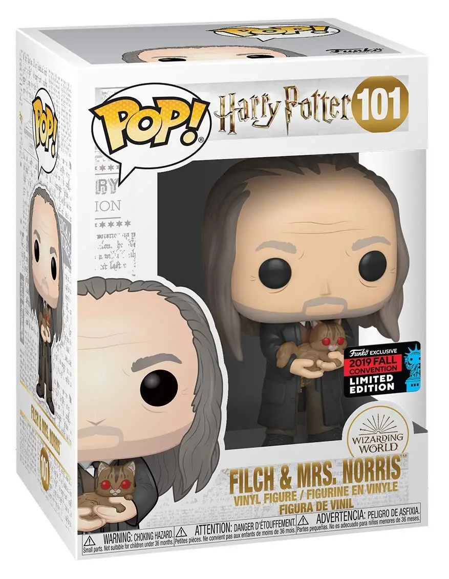 NYCC эксклюзивные официальные Funko поп-фильмы: Гарри Поттер-Филч& MRS. Norris Виниловая фигурка Коллекционная модель игрушки