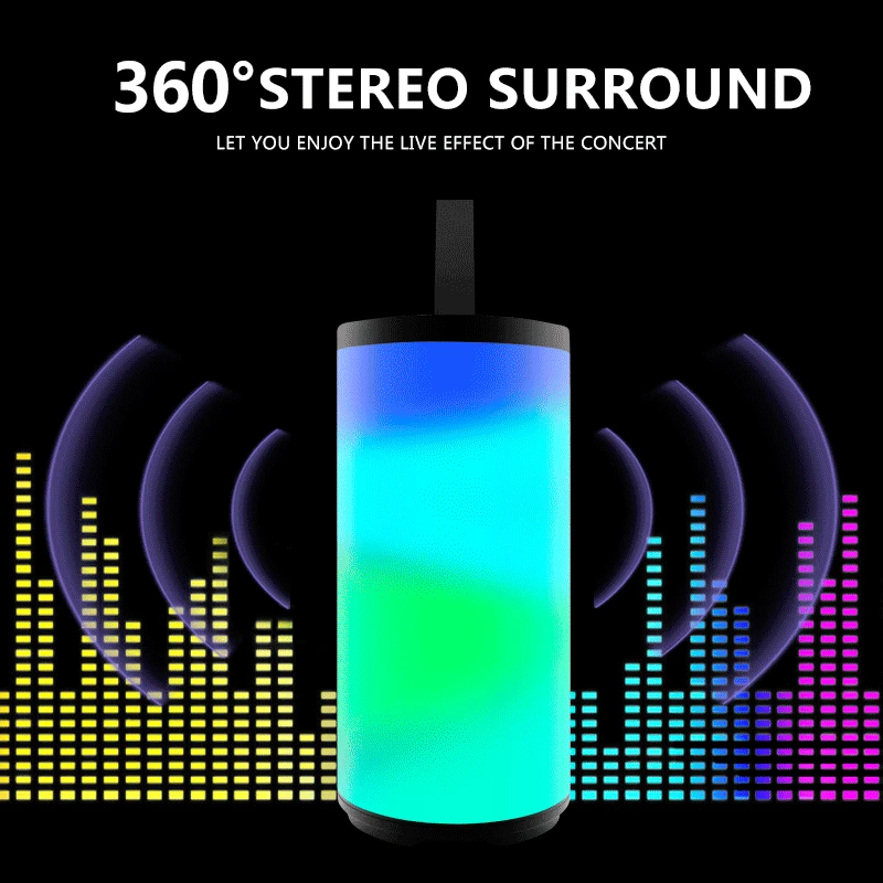 Мини-Аудио Портативный беспроводной Bluetooth динамик бум бокс открытый бас TF FM радио громкоговоритель с семи цветов света светодиодный HIFI