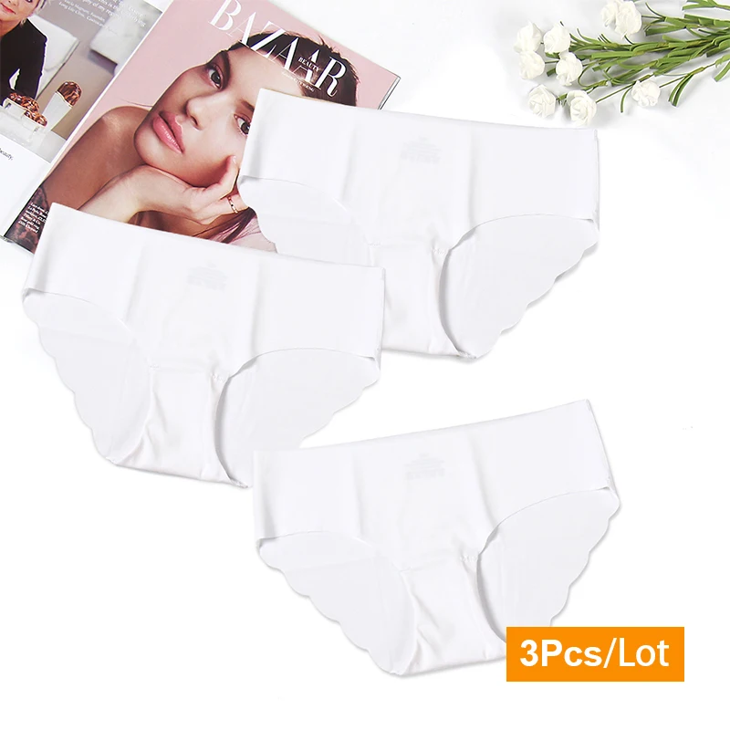 White 3 шт бесшовные кружевные трусики с открытой промежностью трусы-брифы удобные трусики для девочек бикини женские трусики нижнее белье дышащие P0008 - Цвет: White