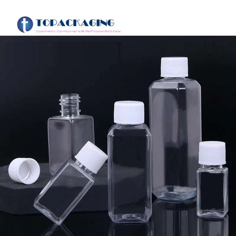 10/20/30/50/100ML Screw Cap Bottle Empty Clear Plastic Cosmetic Container Sample Shampoo Lotion Makeup Essence Oil Refillable