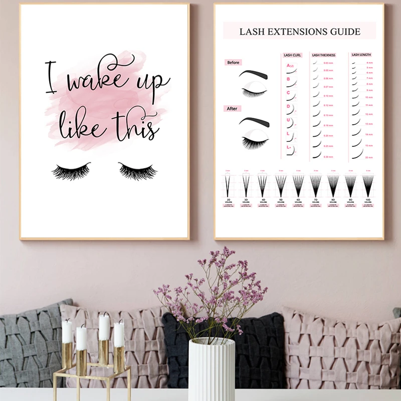 Lash Extensions Guide Poster Makeup Quotes Canvas Painting Posters and ...