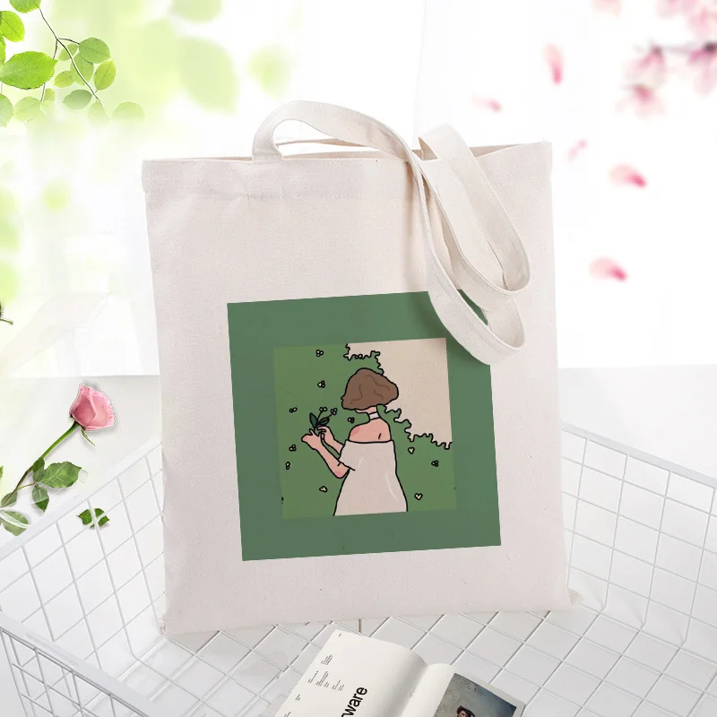 Зеленая серия Сумка вместительная сумка для покупок сумка на заказ Печать текстовый логотип DIY ежедневное использование эко экологическая холст многоразовая утилизация