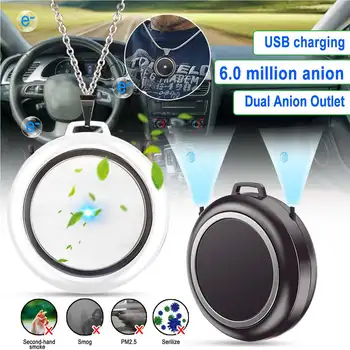 

200mAh Mini Air Purifier USB Portable Personal Wearable Necklace Negative Ionizer Anion Air cleaner Air Freshener Pendant Home