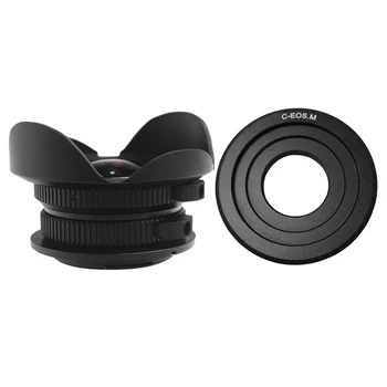 

Camera Lens 8mm F3.8 C-Port Wide-Angle Manual Iris Camera Lens + C-EOSM Mount for Canon Cameras