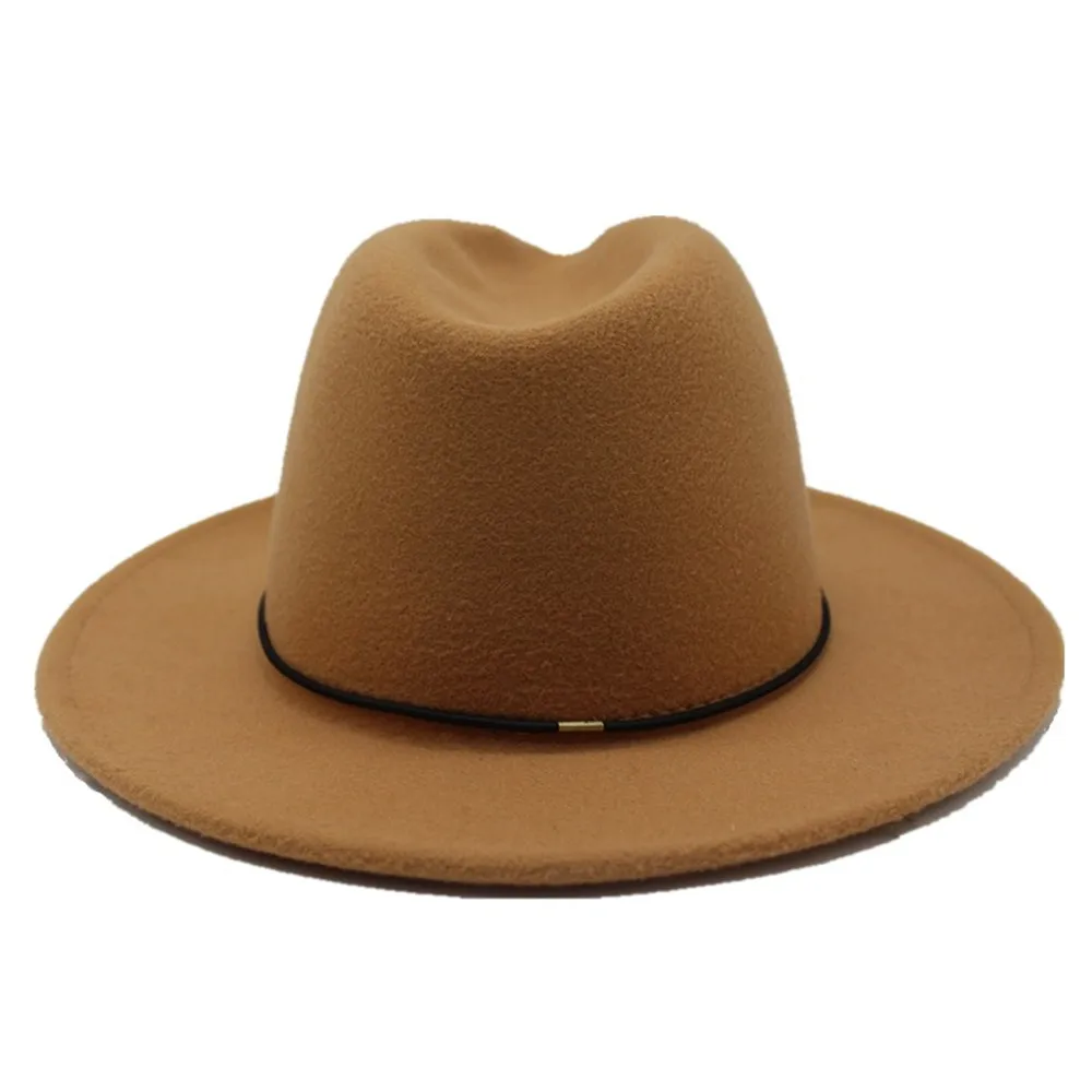 Аутентичная Мужская и женская модная шерстяная шляпа Fedora дорожная Повседневная шляпа широкая шляпа размер 56-58 см