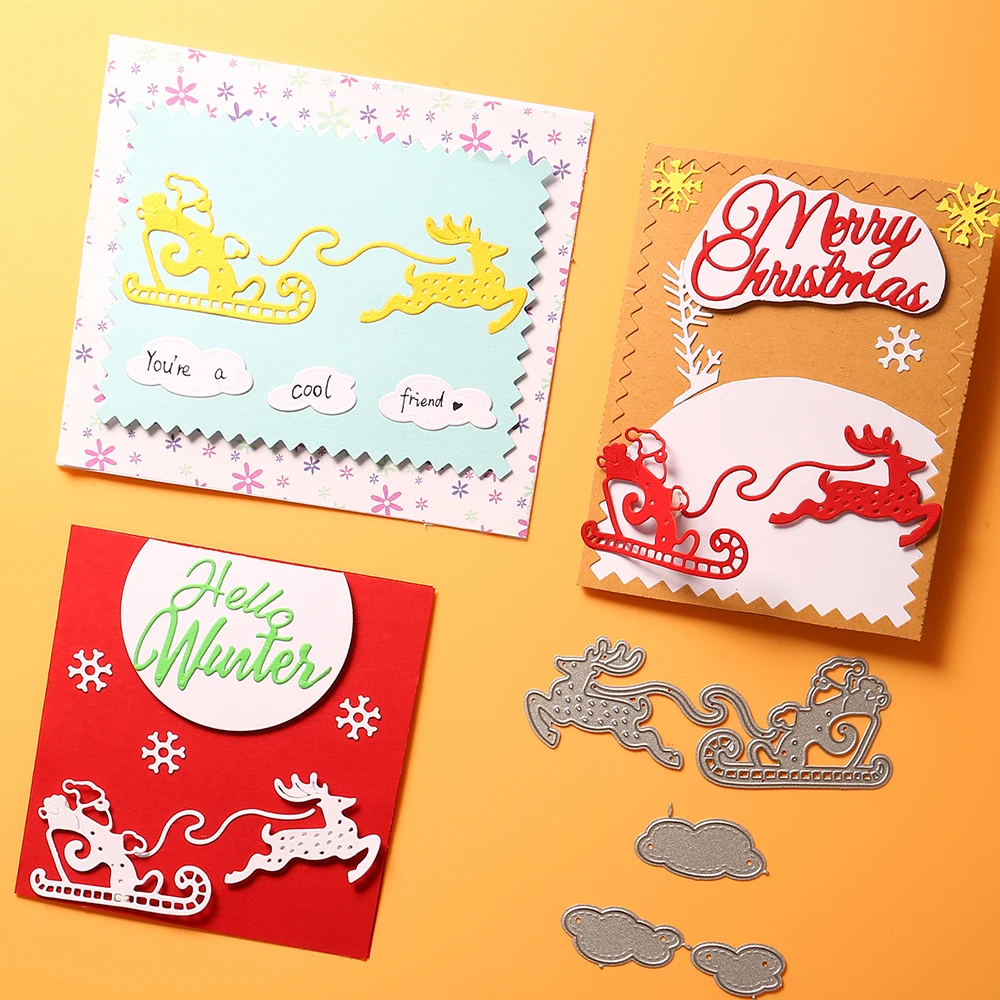 

YaMinSanNiO Santa Claus Elk Dies Metal Cutting Dies Scrapbooking for Card Making DIY Embossing Cuts Craft Letter Dies